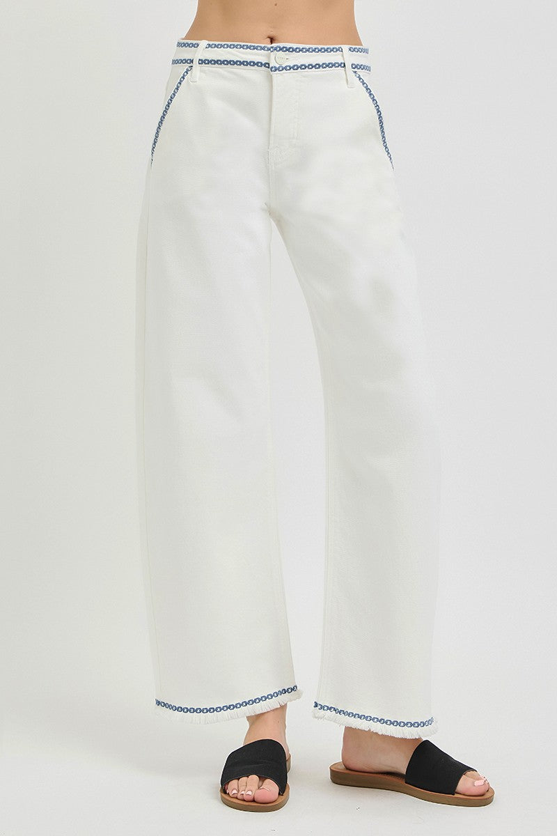 TUMMY CONTROL HIGH RISE CROP BARREL EMBROIDERED
