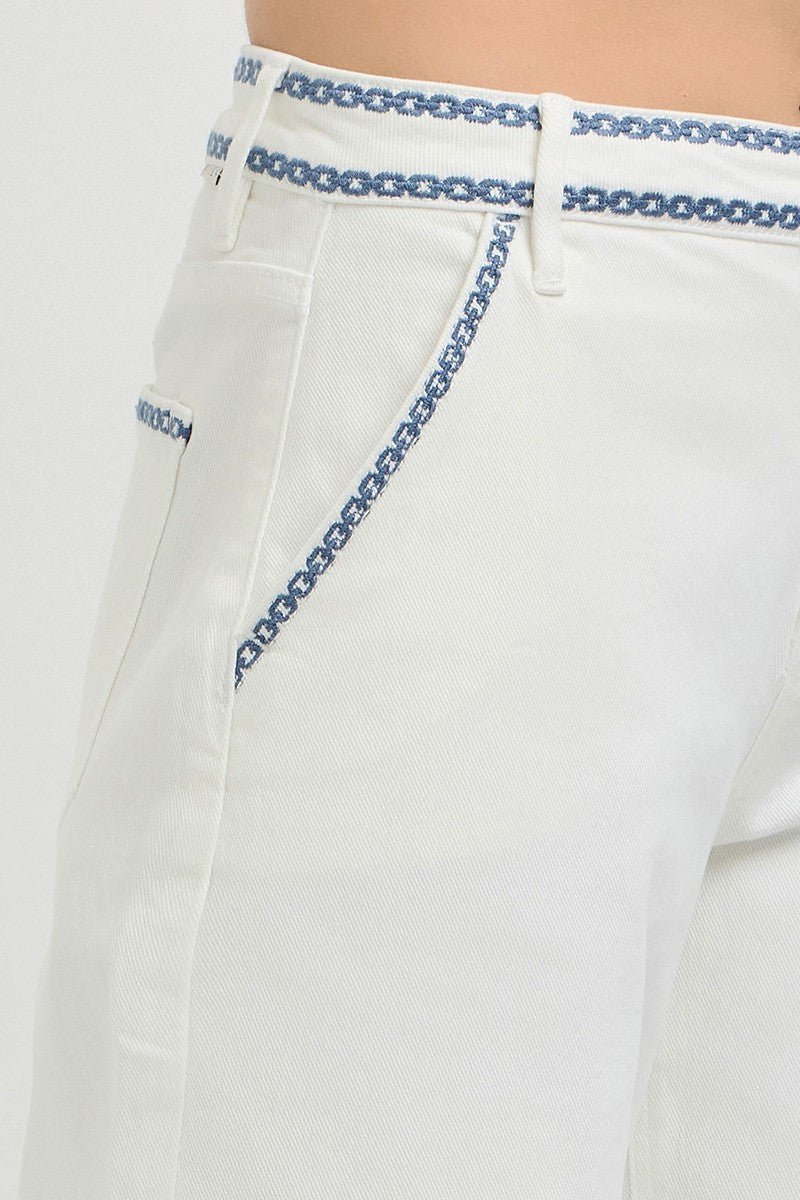 TUMMY CONTROL HIGH RISE CROP BARREL EMBROIDERED