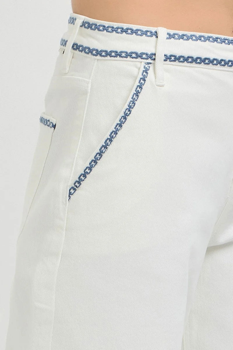 TUMMY CONTROL HIGH RISE CROP BARREL EMBROIDERED
