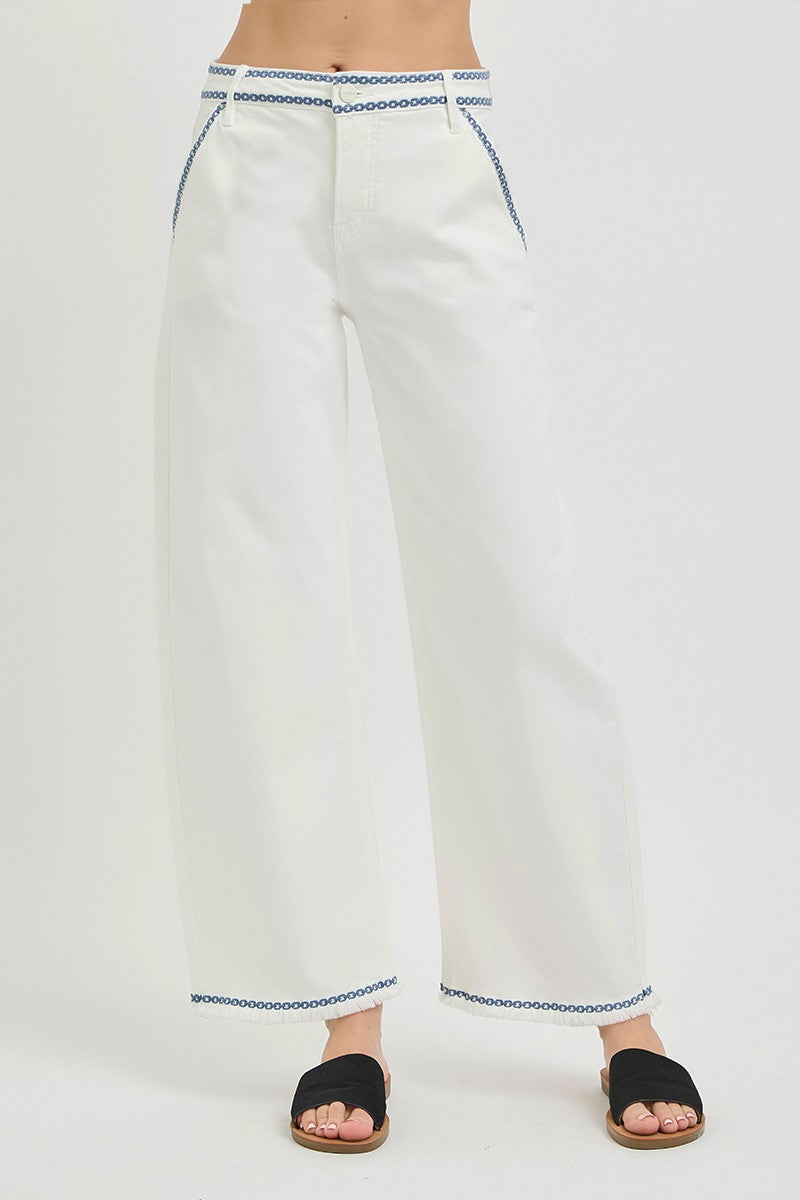 TUMMY CONTROL HIGH RISE CROP BARREL EMBROIDERED