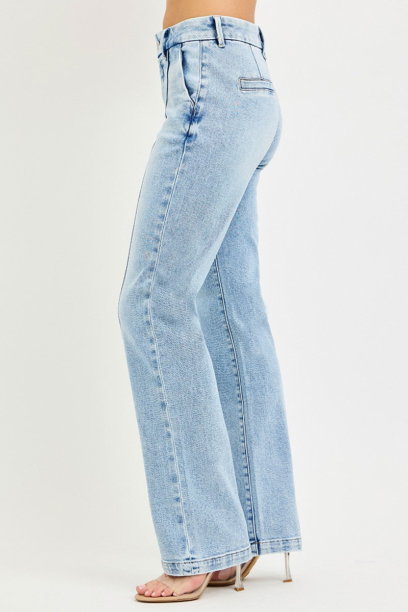 TUMMY CONTROL HIGH RISE STRAIGHT PIN TUCK JEANS