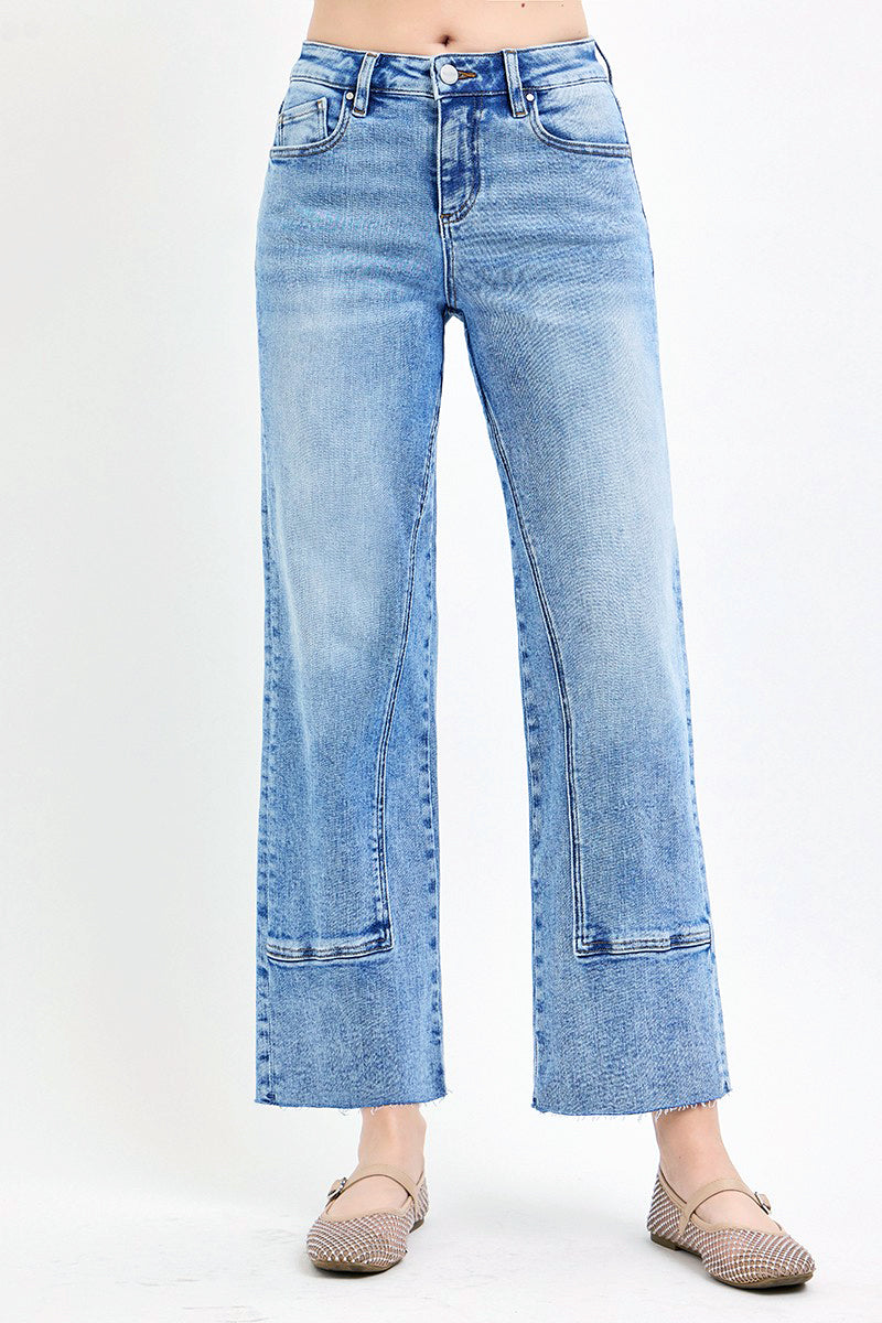 MID RISE ANKLE STRAIGHT SEAMED JEANS