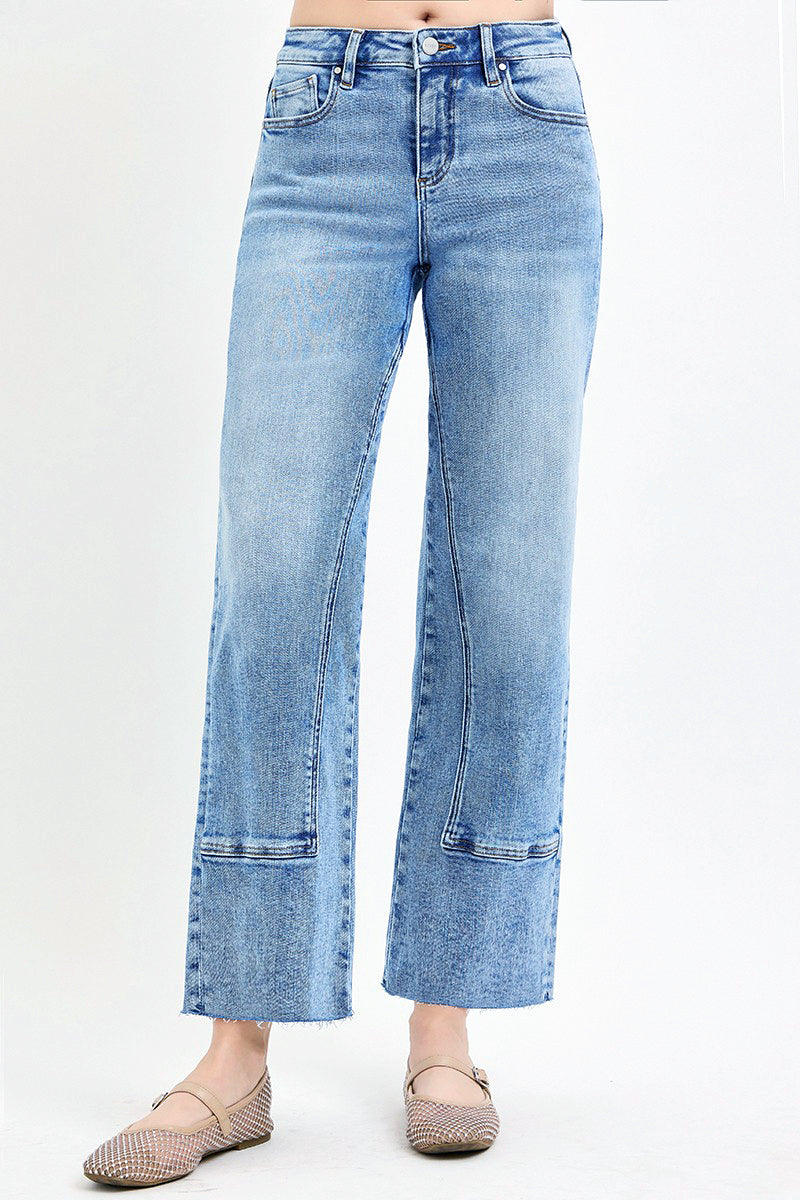 MID RISE ANKLE STRAIGHT SEAMED JEANS