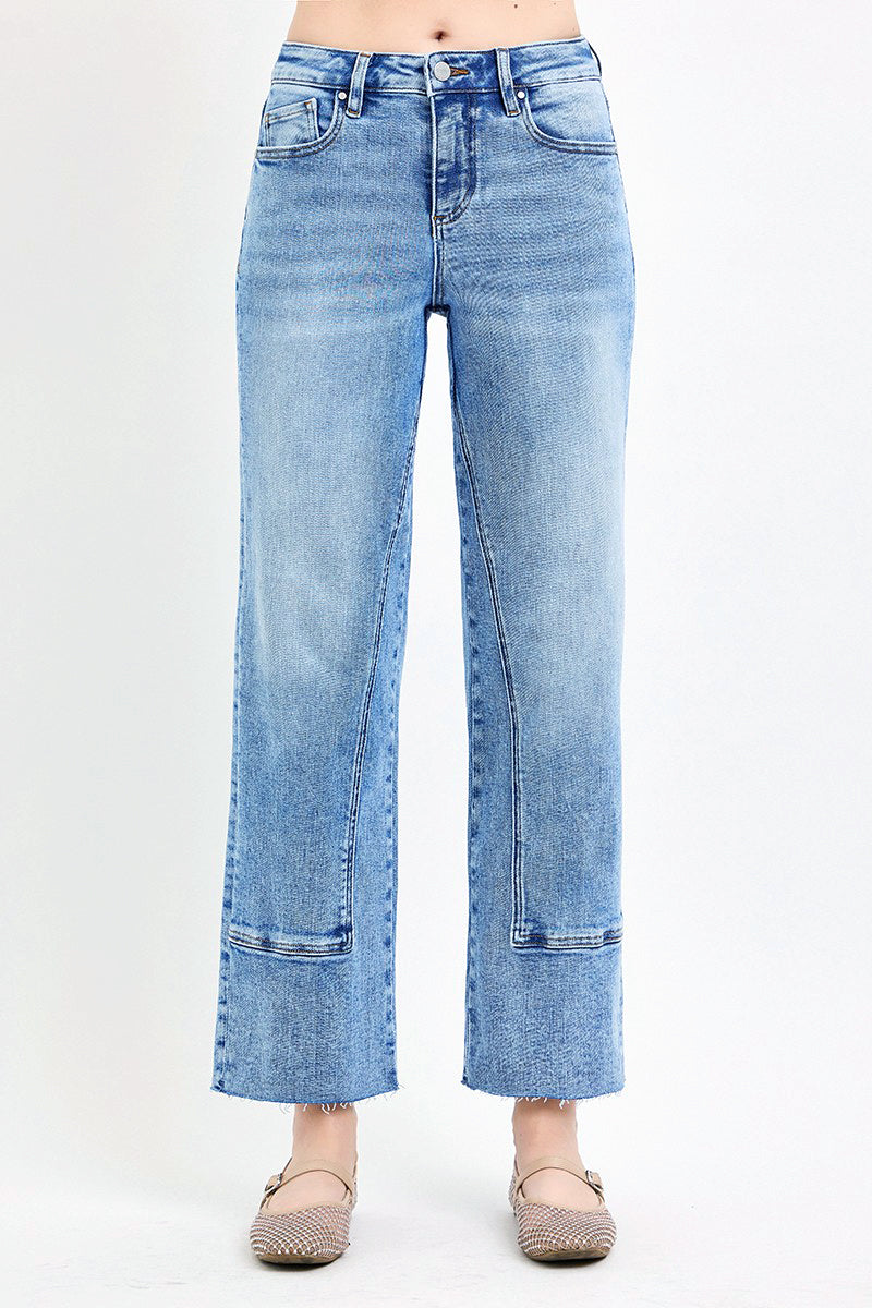 MID RISE ANKLE STRAIGHT SEAMED JEANS