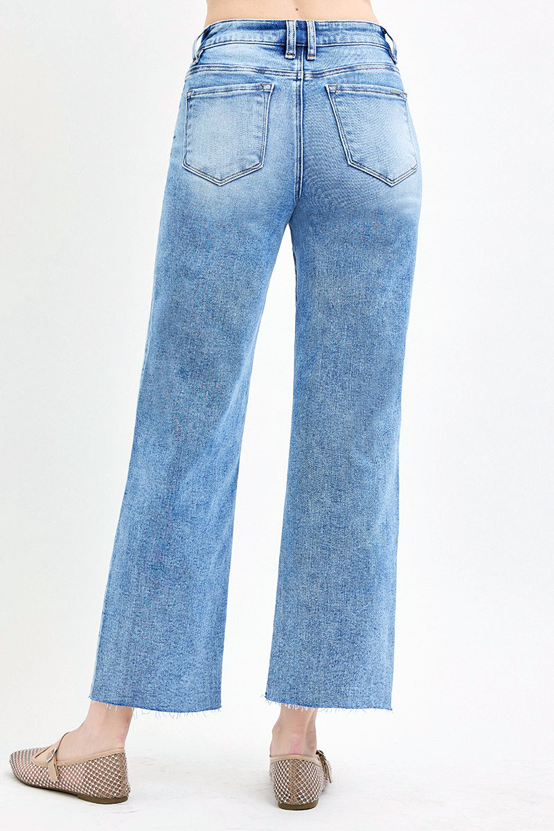 MID RISE ANKLE STRAIGHT SEAMED JEANS
