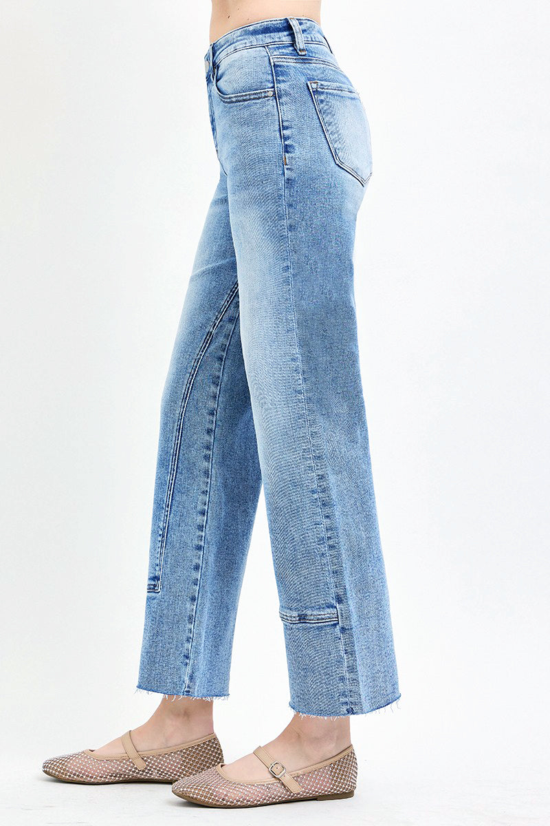 MID RISE ANKLE STRAIGHT SEAMED JEANS