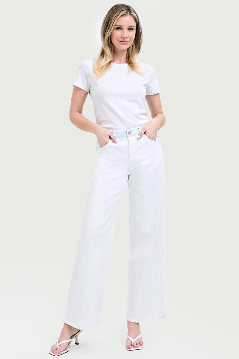 ADJUSTABLE SLOUCHY BAGGY PANTS WITH CONTRAST WAISTBAND STRIP