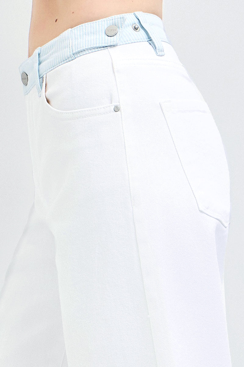 ADJUSTABLE SLOUCHY BAGGY PANTS WITH CONTRAST WAISTBAND STRIP