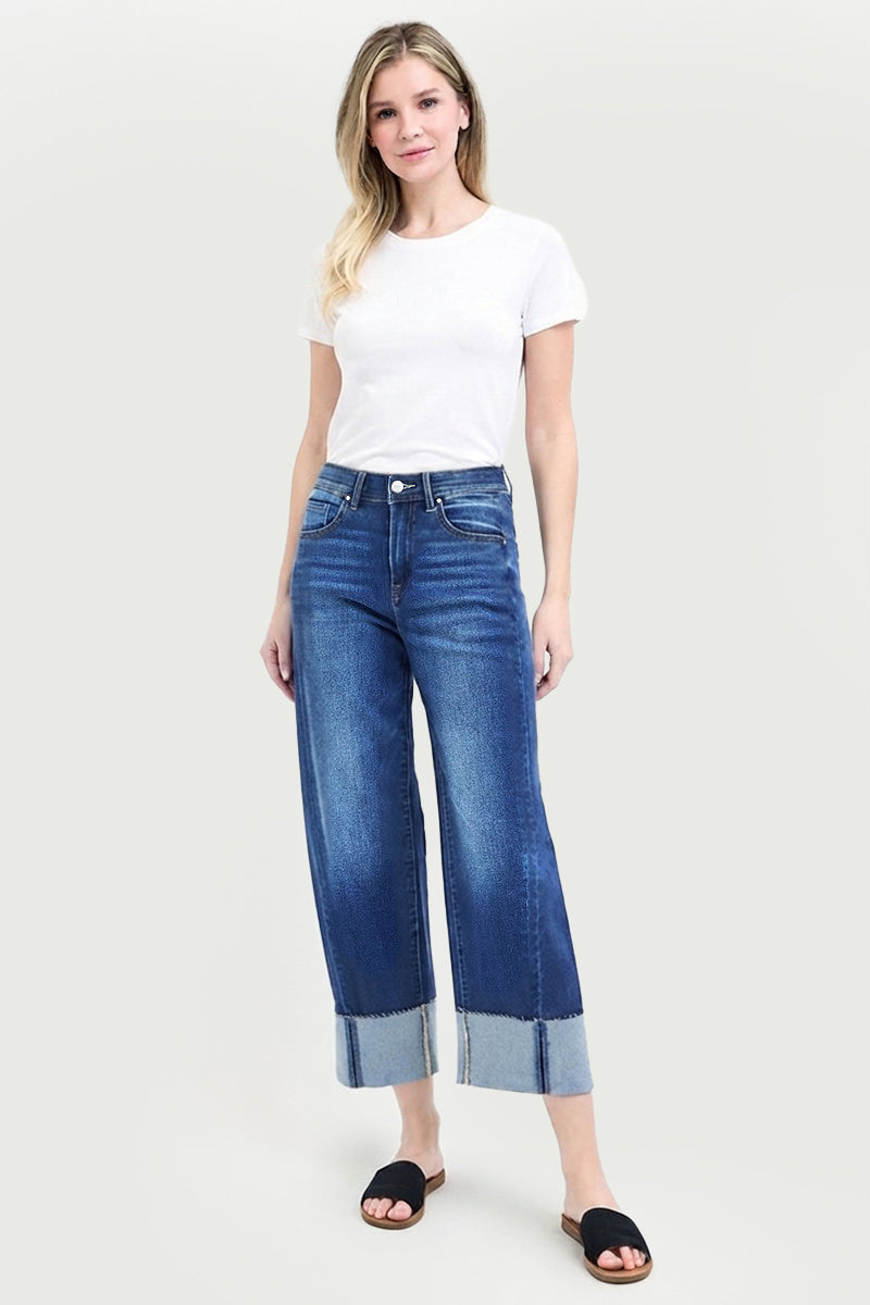SLOUCHY CROP BARREL CUFFED JEANS