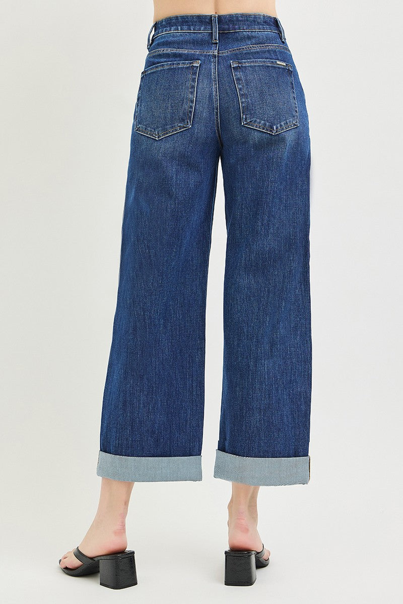 4 WAY STRETCH SLOUCHY CROP BARREL CUFFED JEANS