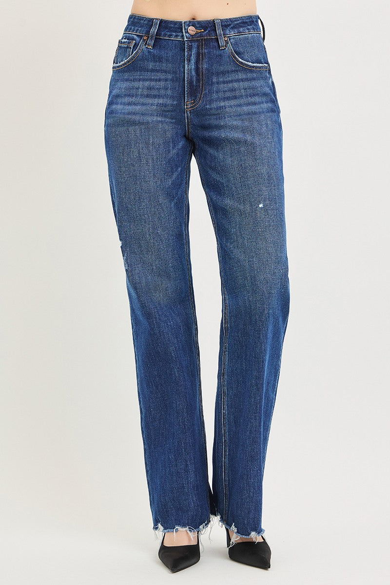 4WAY STRETCH HIGH RISE STRAIGHT LEG JEANS