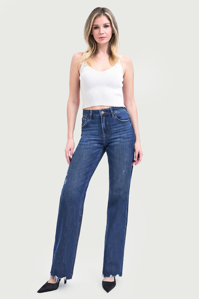 4WAY STRETCH HIGH RISE STRAIGHT LEG JEANS