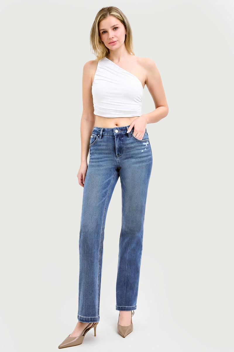 TUMMY CONTROL 4WAY STRETCH MID RISE STRAIGHT CREASE LINE