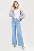 ELASTIC BAND SLOUCHY WIDE JEANS WITH DRAWSTRING