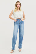 TUMMY CONTROL HIGH RISE WIDE BAGGY JEANS