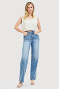 TUMMY CONTROL HIGH RISE WIDE BAGGY JEANS