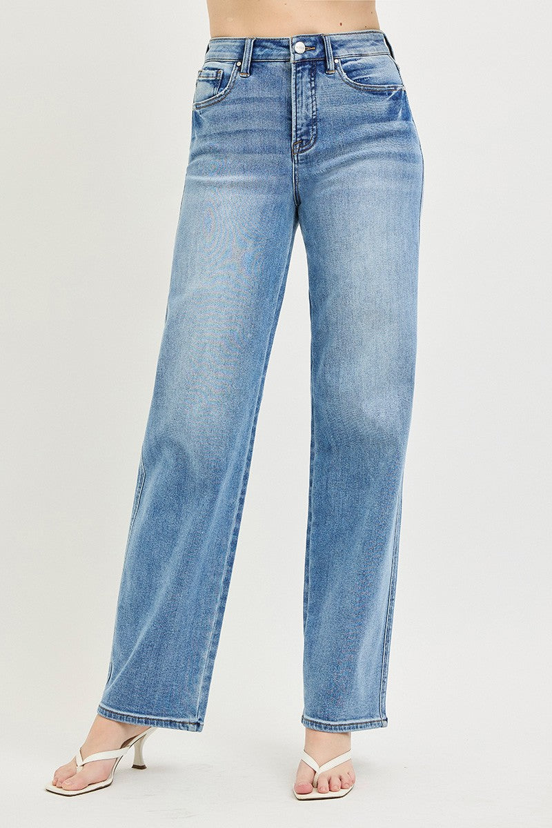 TUMMY CONTROL HIGH RISE WIDE BAGGY JEANS
