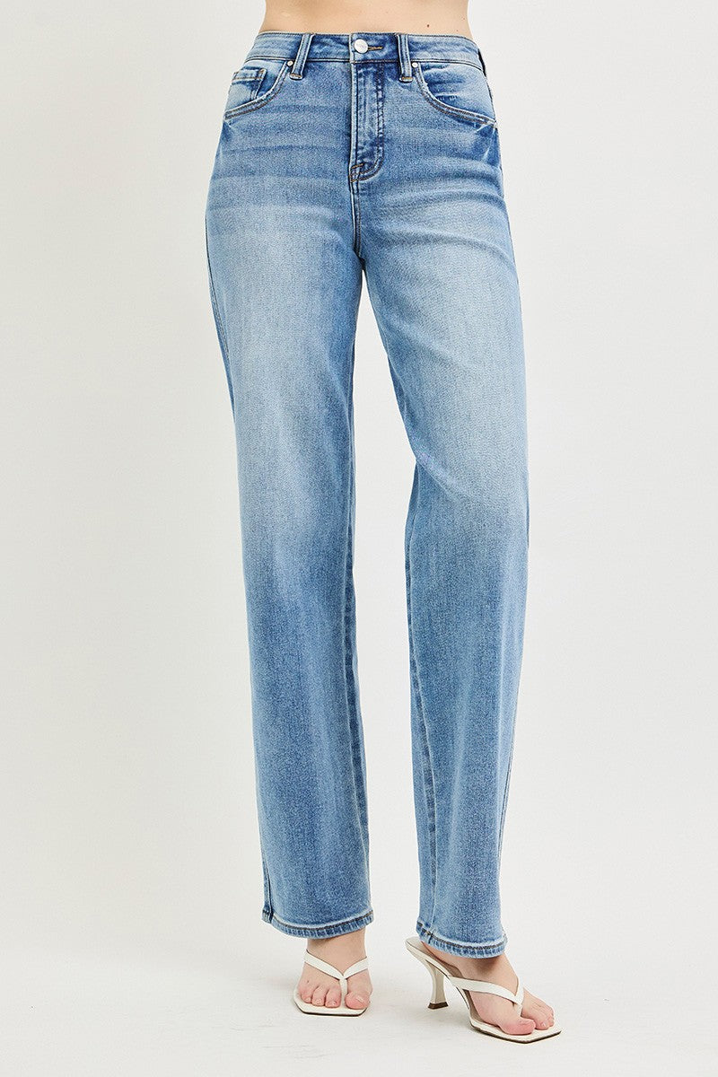 TUMMY CONTROL HIGH RISE WIDE BAGGY JEANS