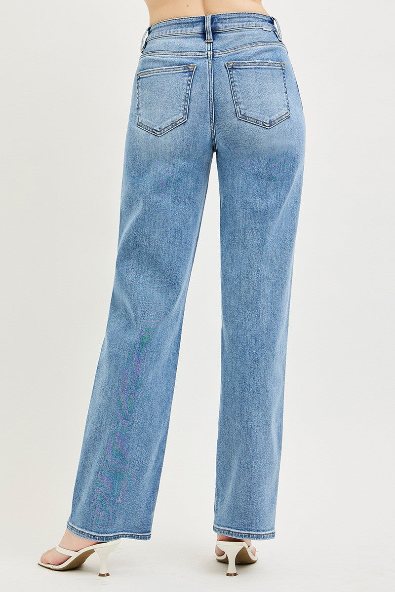 TUMMY CONTROL HIGH RISE WIDE BAGGY JEANS