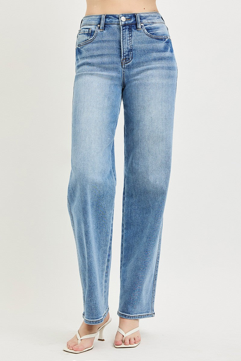 TUMMY CONTROL HIGH RISE WIDE BAGGY JEANS