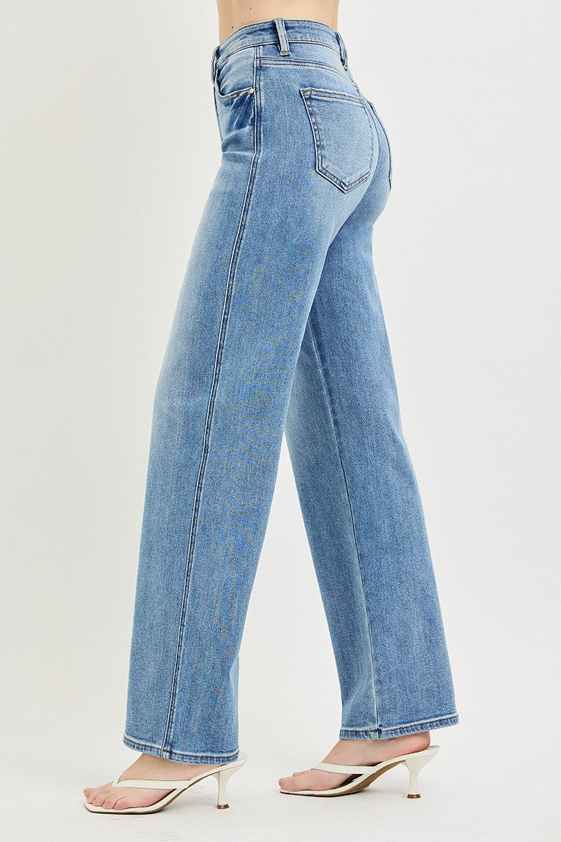 TUMMY CONTROL HIGH RISE WIDE BAGGY JEANS