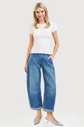 SLOUCHY CROPPED BARREL JEANS WITH CUFFED HEM