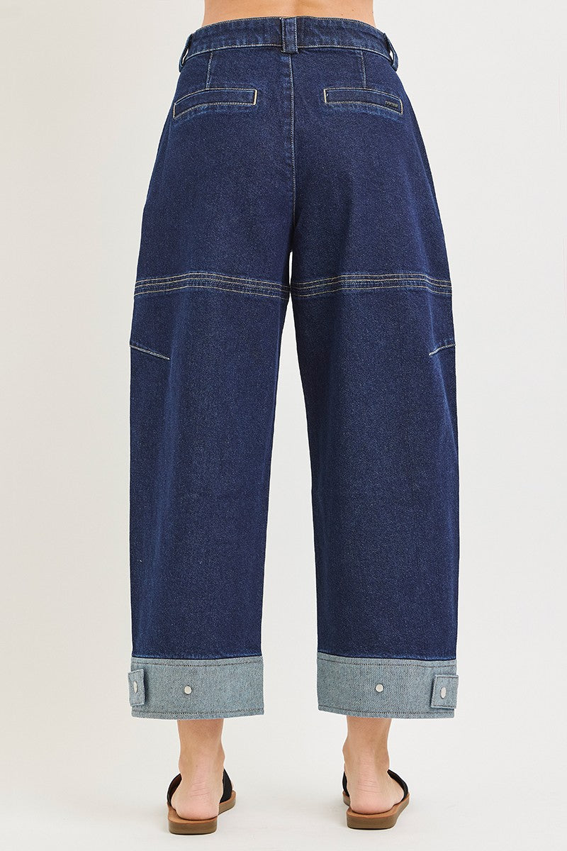 SLOUCHY CROP BARREL CUFFED JEANS