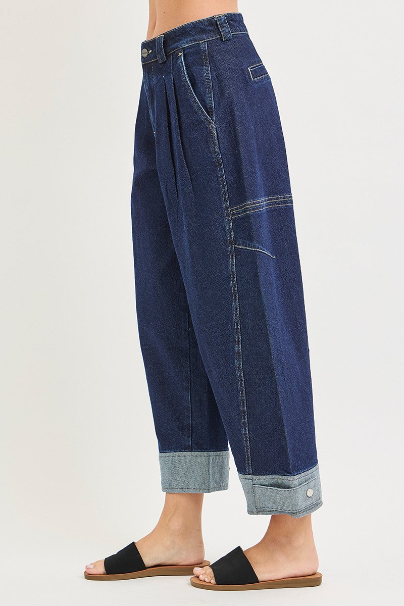 SLOUCHY CROP BARREL CUFFED JEANS