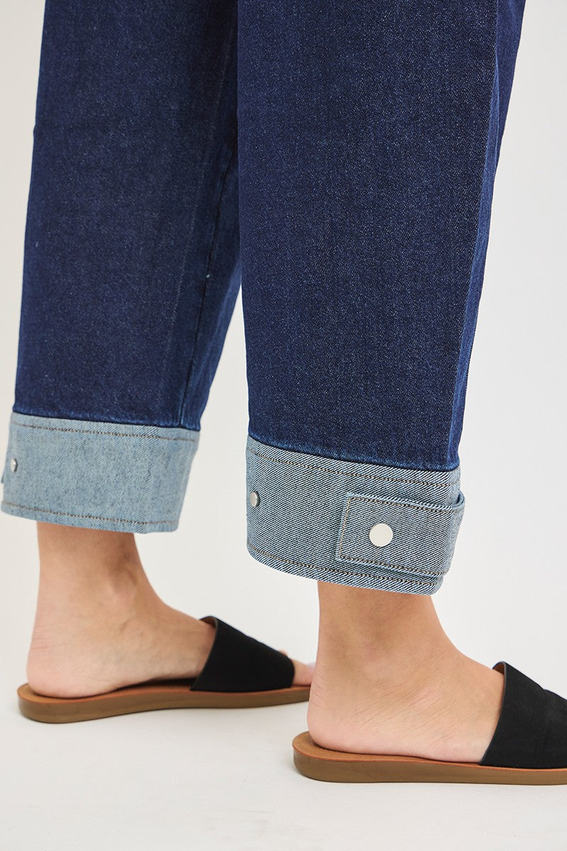 SLOUCHY CROP BARREL CUFFED JEANS