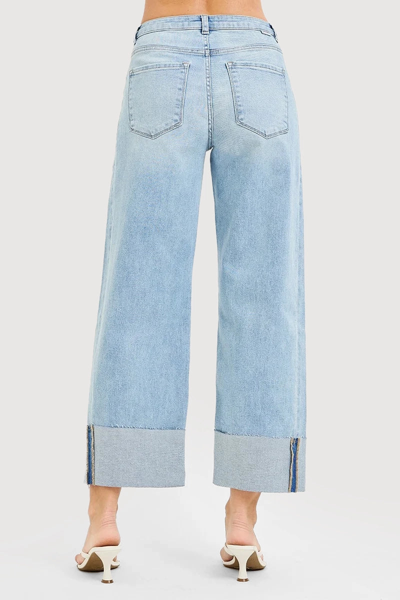 SLOUCHY CROP BARREL JEANS WITH DOUBLE WAISTBAND DETAILS