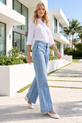 TUMMY CONTROL MID RISE WIDE LEG WIDE WAISTBAND JEANS
