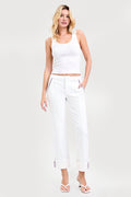 HIGH RISE CROP STRAIGHT DECO STITCH PANTS
