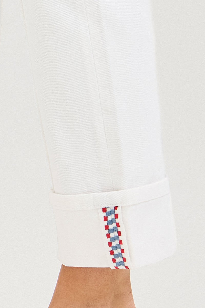 HIGH RISE CROP STRAIGHT DECO STITCH PANTS