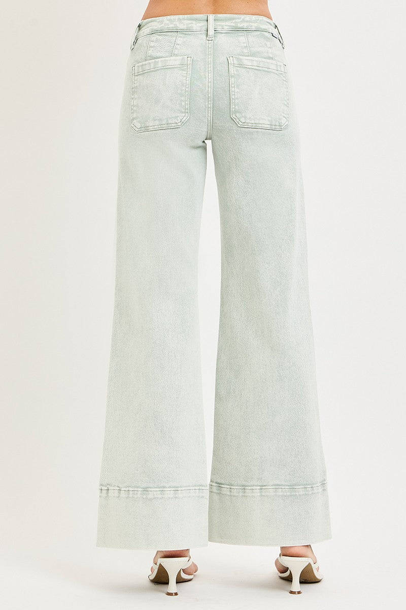 TUMMY CONTROL MID RISE WIDE LEG WITH WIDE HEM PANTS