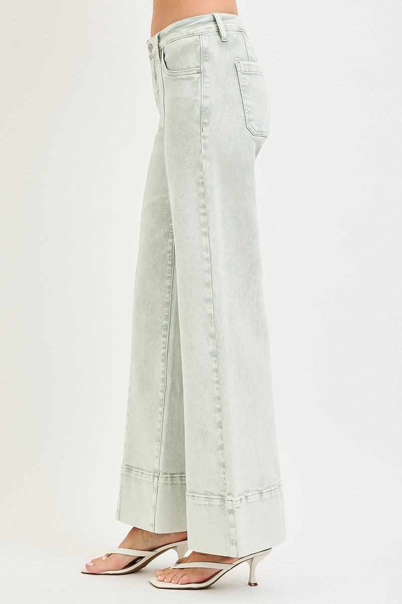TUMMY CONTROL MID RISE WIDE LEG WITH WIDE HEM PANTS