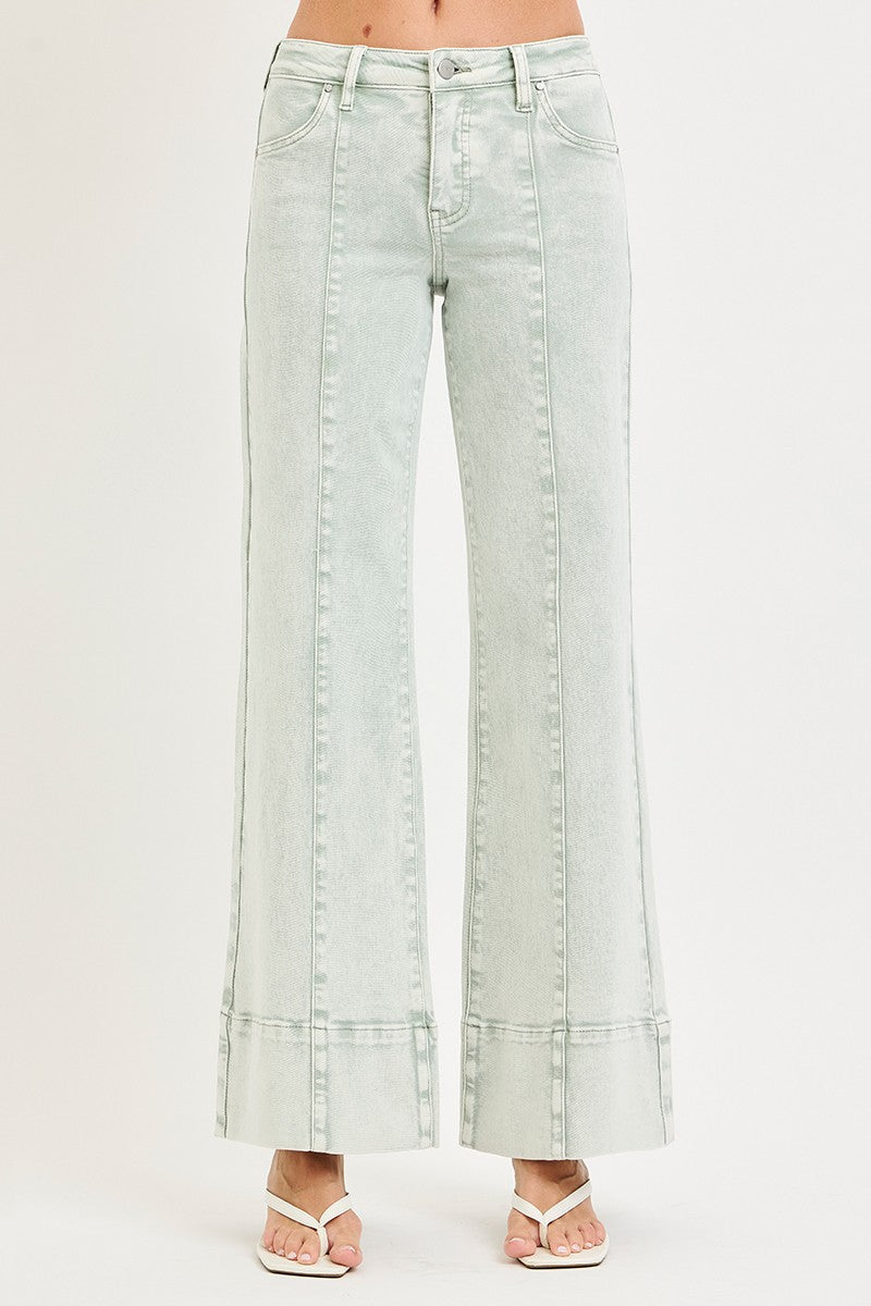 TUMMY CONTROL MID RISE WIDE LEG WITH WIDE HEM PANTS