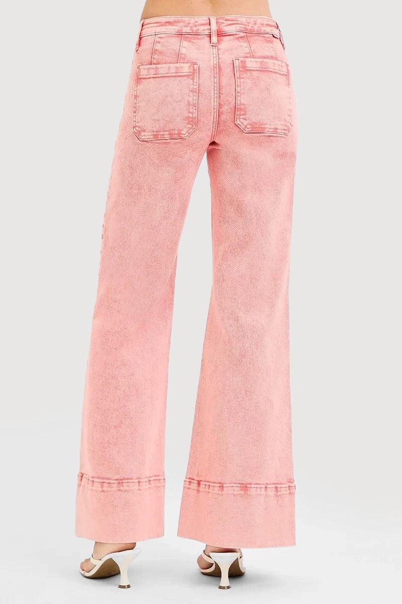 TUMMY CONTROL MID RISE WIDE LEG WITH WIDE HEM PANTS