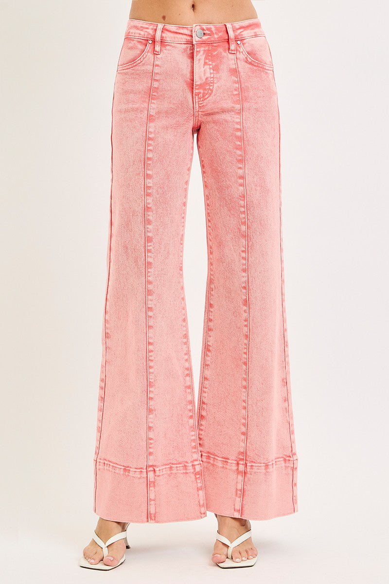 TUMMY CONTROL MID RISE WIDE LEG WITH WIDE HEM PANTS
