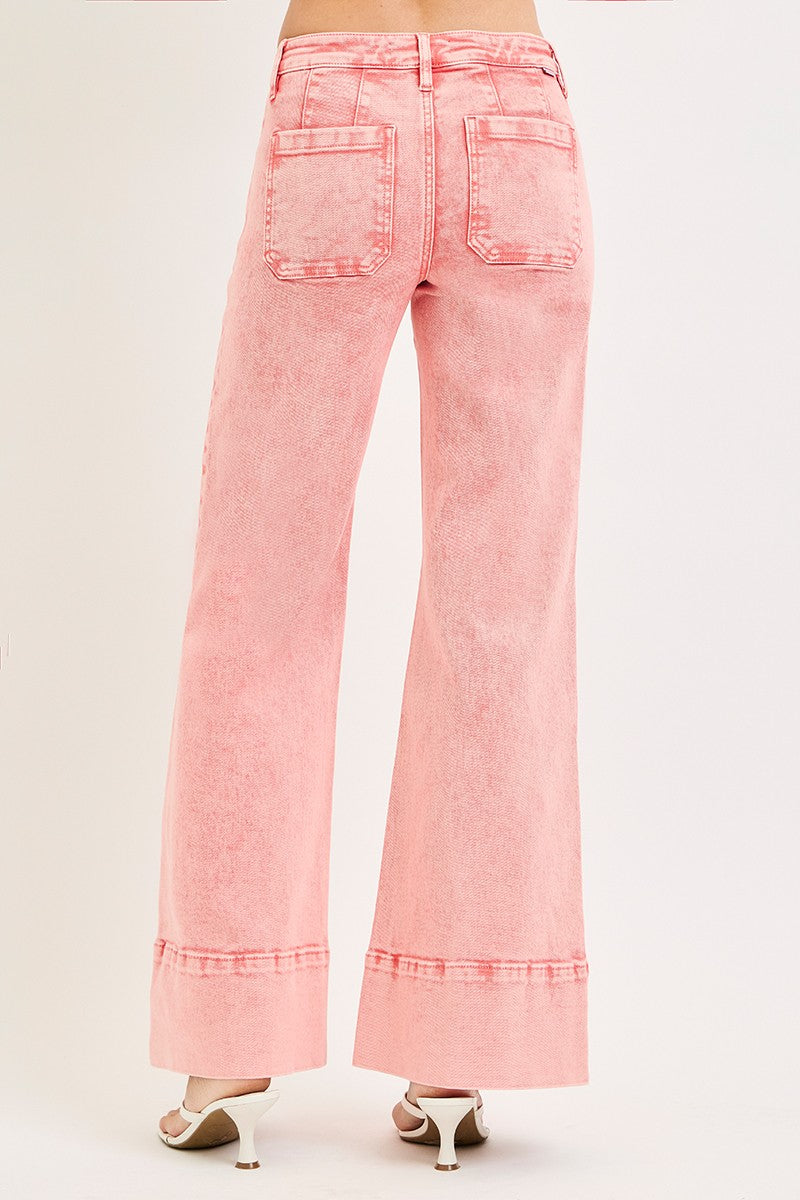 TUMMY CONTROL MID RISE WIDE LEG WITH WIDE HEM PANTS