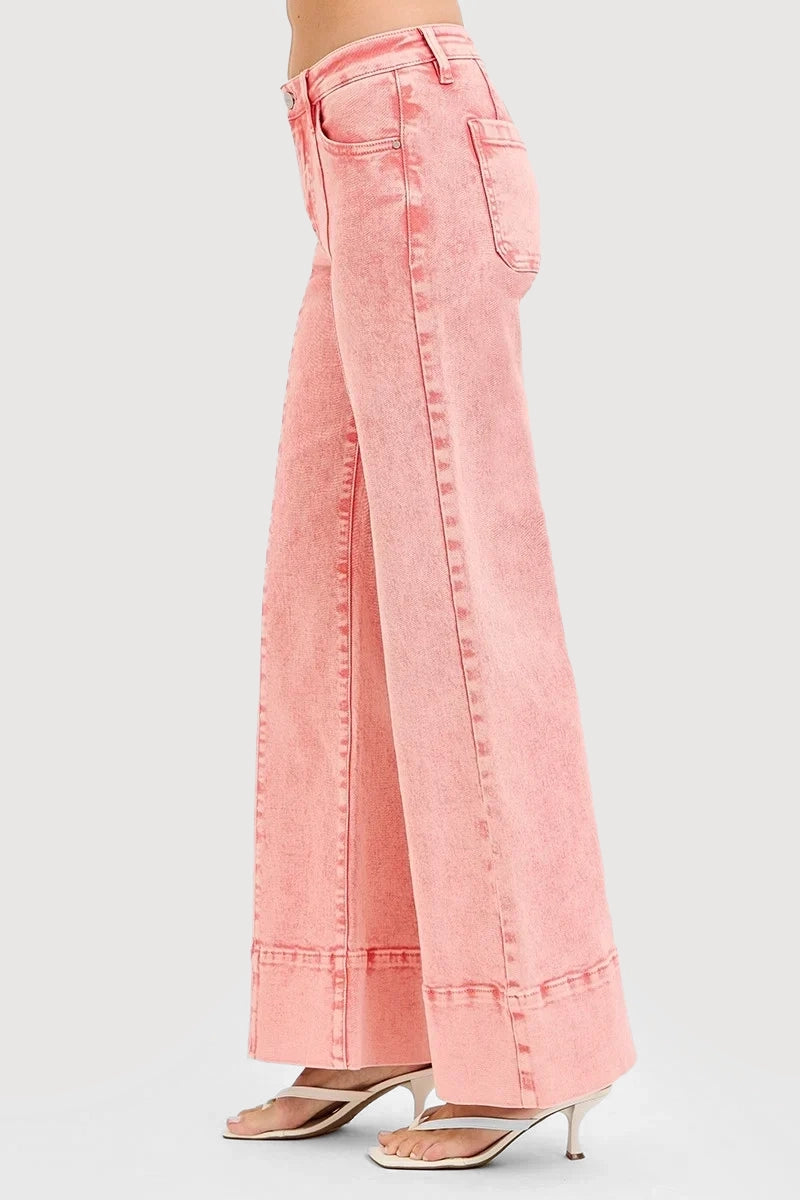TUMMY CONTROL MID RISE WIDE LEG WITH WIDE HEM PANTS
