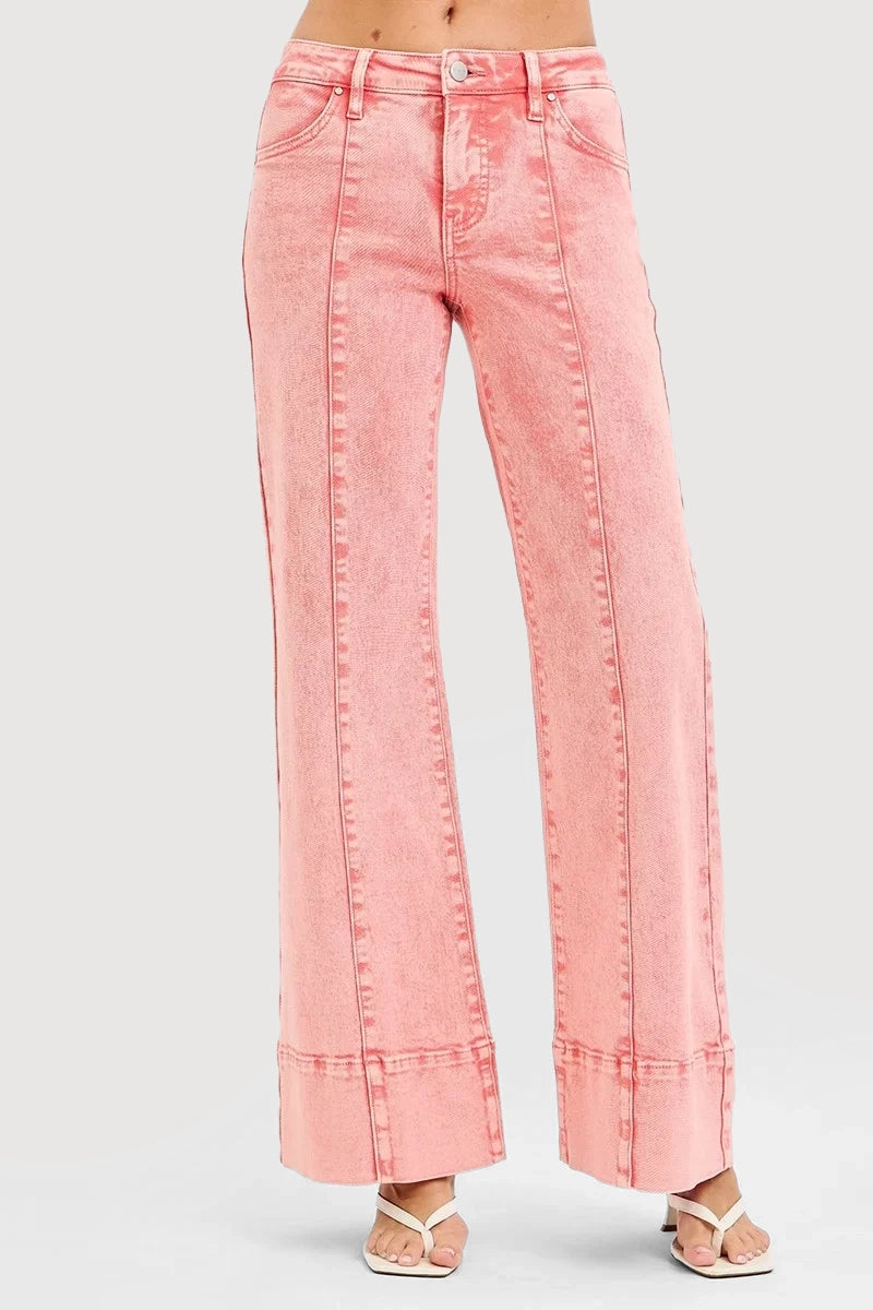 TUMMY CONTROL MID RISE WIDE LEG WITH WIDE HEM PANTS