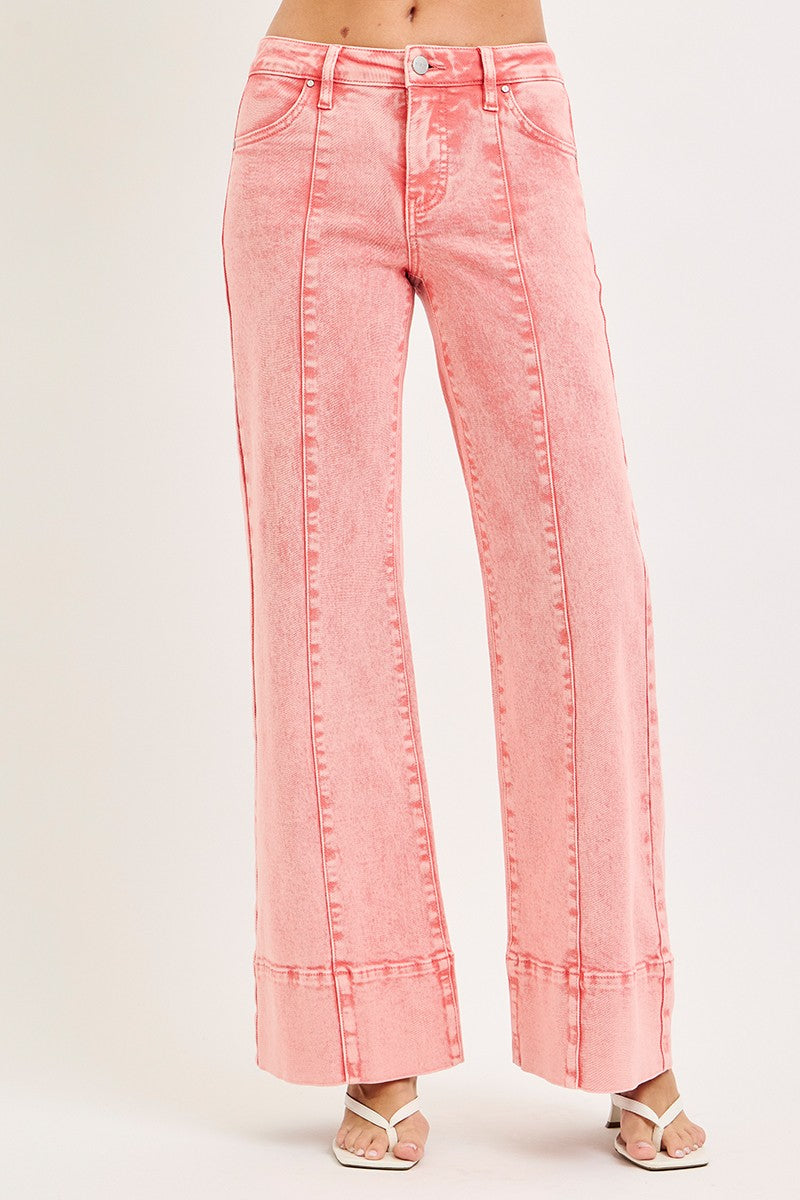TUMMY CONTROL MID RISE WIDE LEG WITH WIDE HEM PANTS