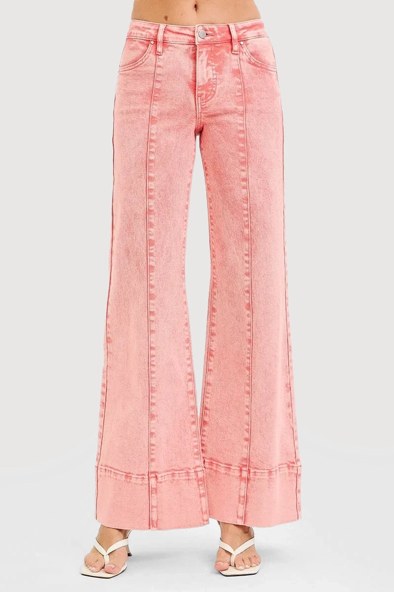TUMMY CONTROL MID RISE WIDE LEG WITH WIDE HEM PANTS