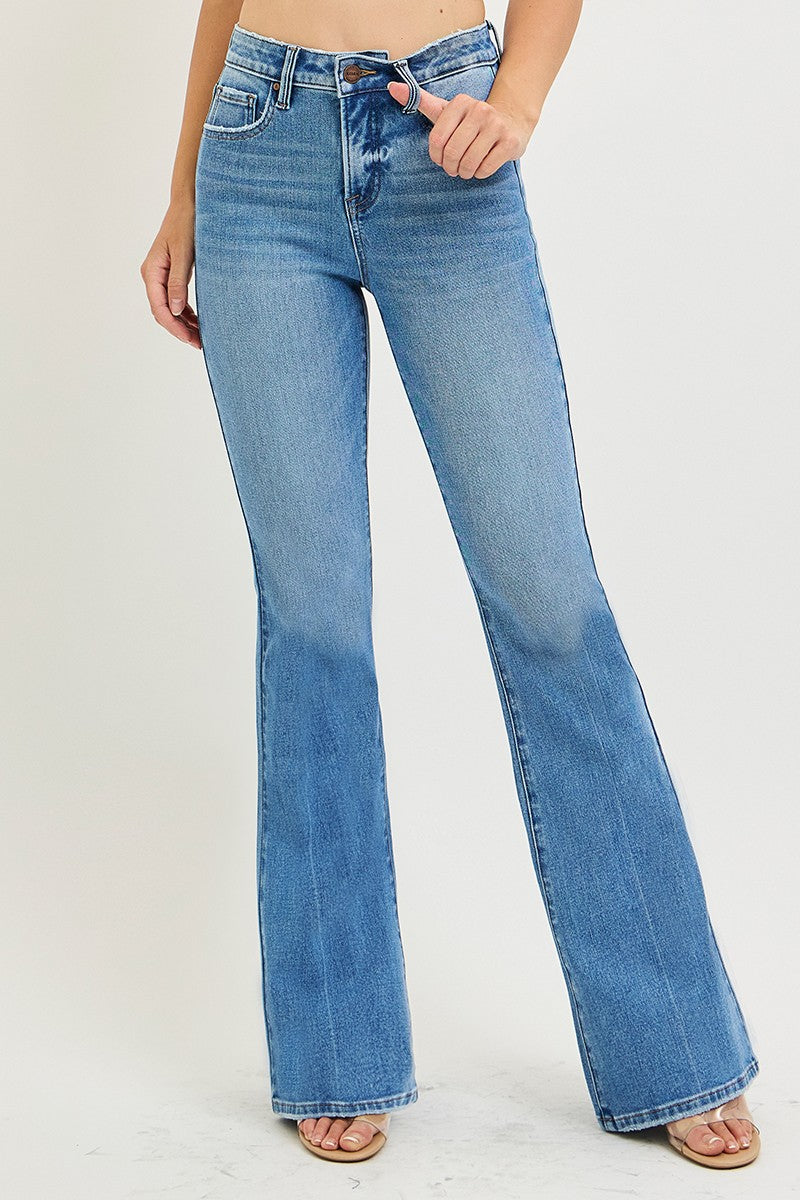TUMMY CONTORL 4 WAY STRETCH HIGH RISE FLARE JEANS