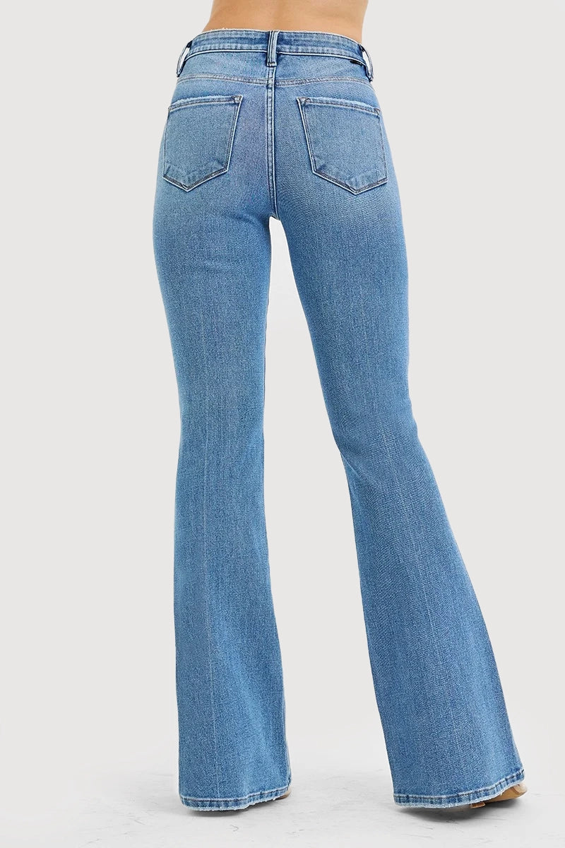 TUMMY CONTORL 4 WAY STRETCH HIGH RISE FLARE JEANS