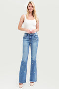 MID RISE FLARE STAR EMBROIDERY JEANS