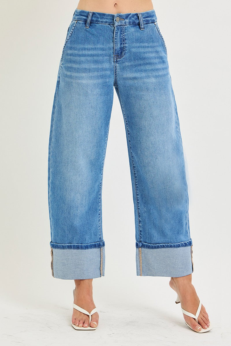 SLOUCHY CROP BARREL CUFFED JEANS