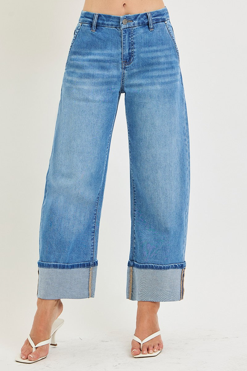 SLOUCHY CROP BARREL CUFFED JEANS