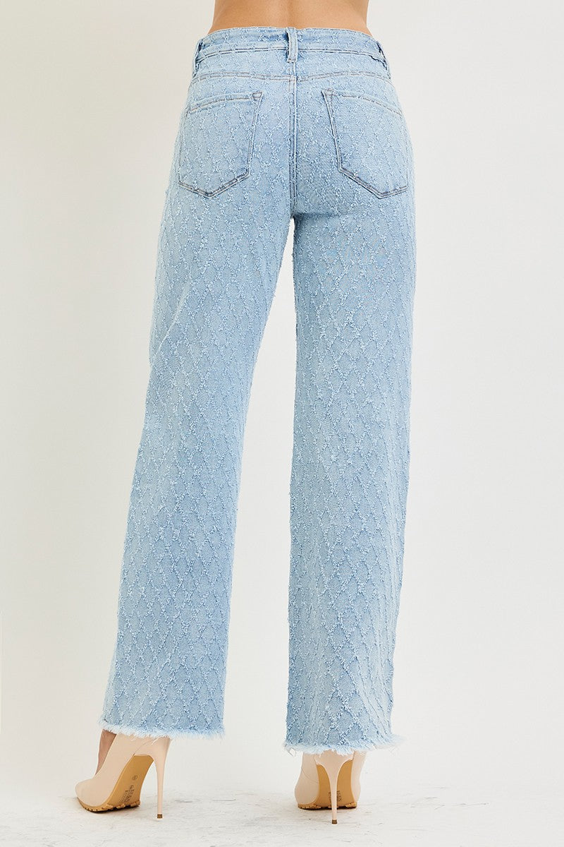 TUMMY CONTORL HIGH RISE ANKLE STRAIGHT TEXTURED JEAN