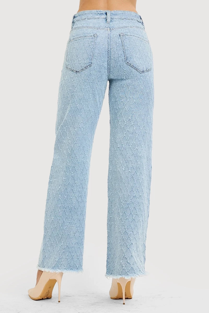 TUMMY CONTORL HIGH RISE ANKLE STRAIGHT TEXTURED JEAN